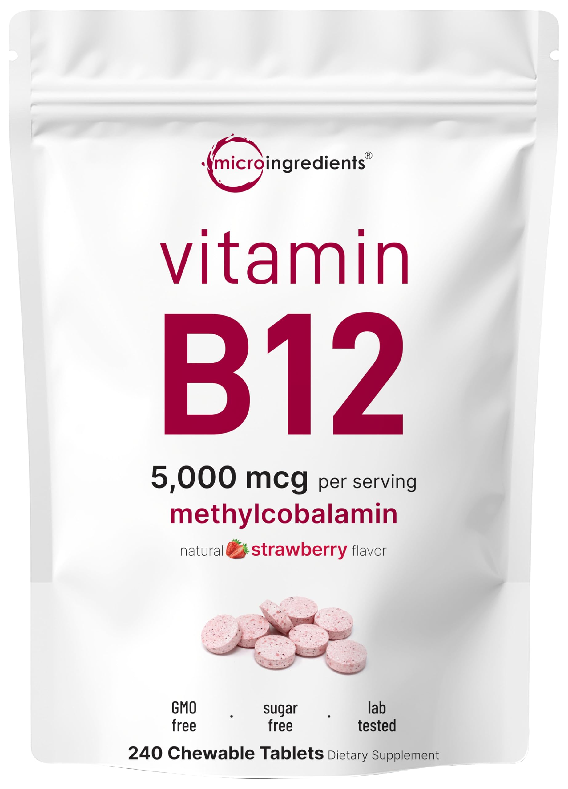 Micro Ingredients B12 chewables strawberry flavor for convenient daily use