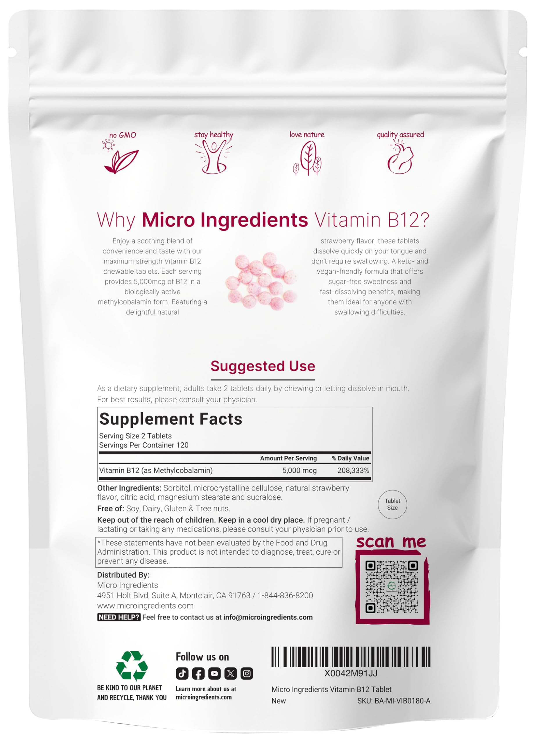 Micro Ingredients B12 fast-dissolve texture supports quick absorption