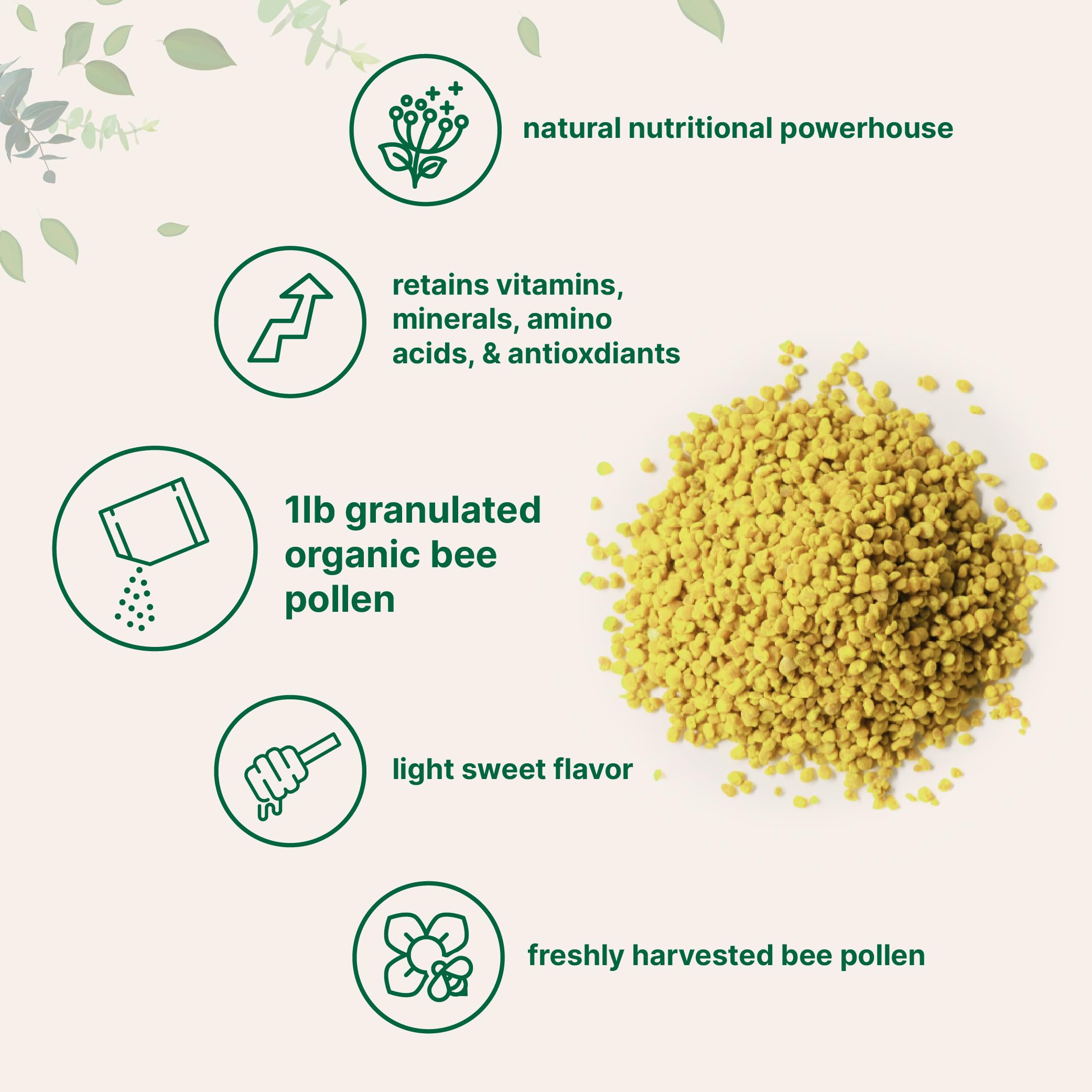 Bee pollen granules for smoothies by Micro Ingredients, blends easily