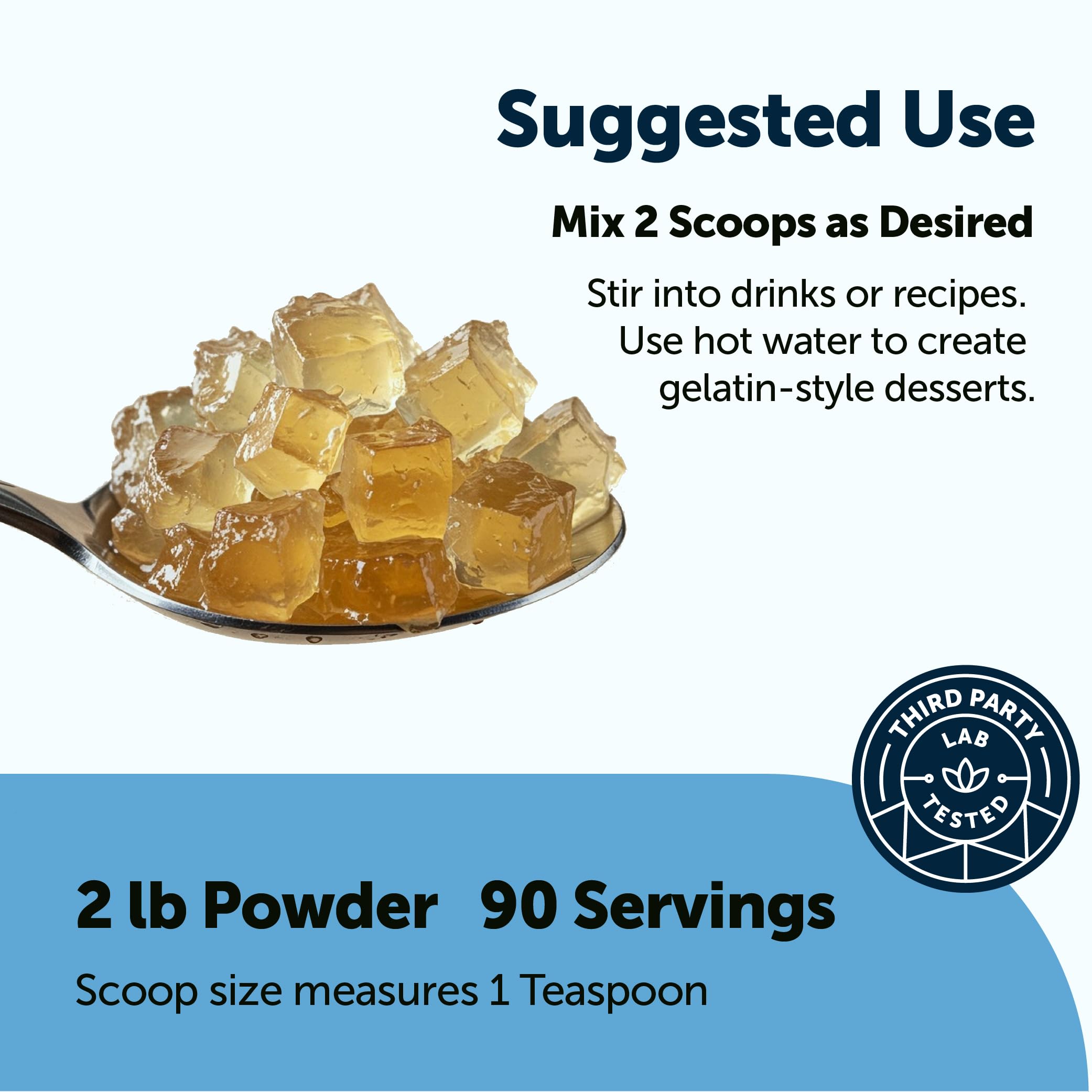 Micro Ingredients gelatin powder scoops showing precise serving portions