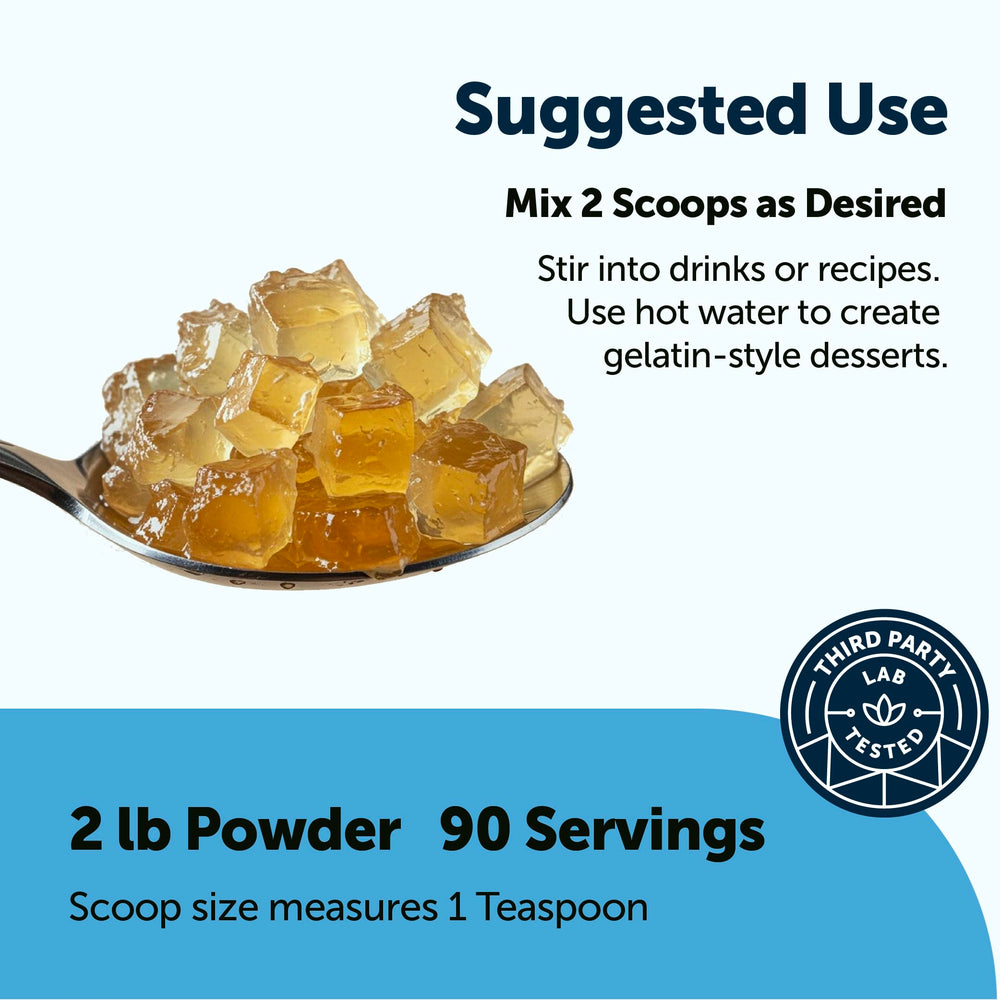 Micro Ingredients gelatin powder scoops showing precise serving portions