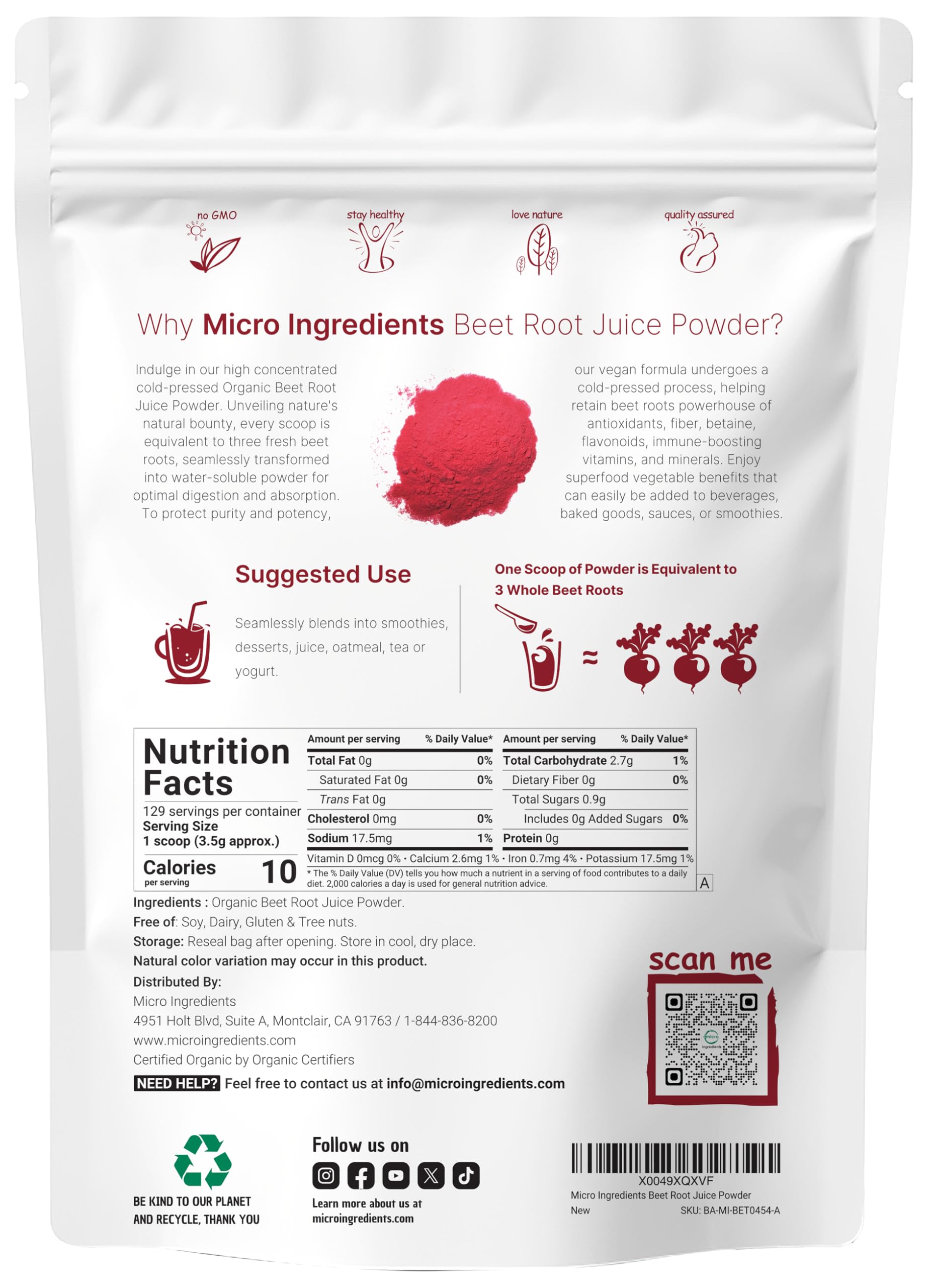Micro Ingredients beet root powder cold-pressed preserves nutrients for daily use