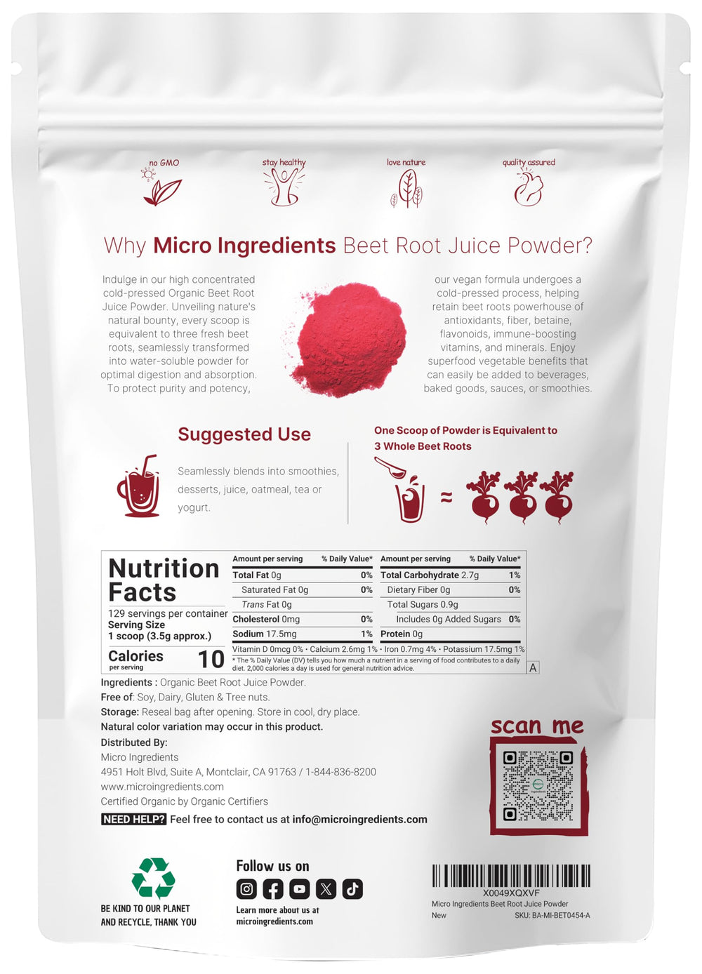Micro Ingredients beet root powder cold-pressed preserves nutrients for daily use