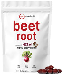 Micro Ingredients Beet Root softgels with MCT oil pour to boost absorption.