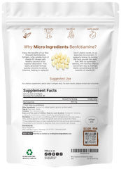 Micro Ingredients benfotiamine softgels close-up with coconut oil carrier.