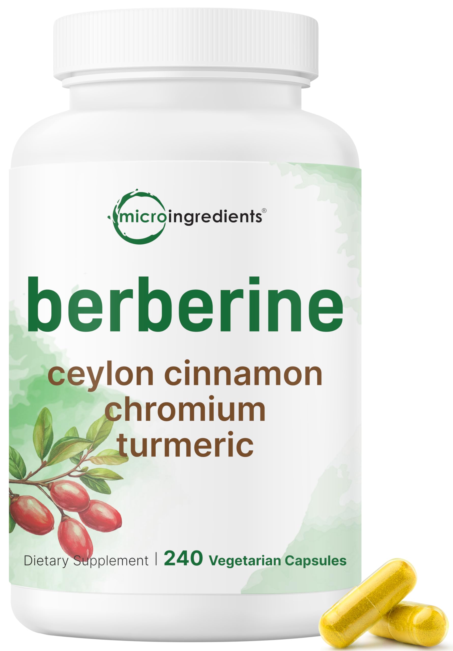 Micro Ingredients Berberine 500mg bottle with cinnamon for daily wellness support.