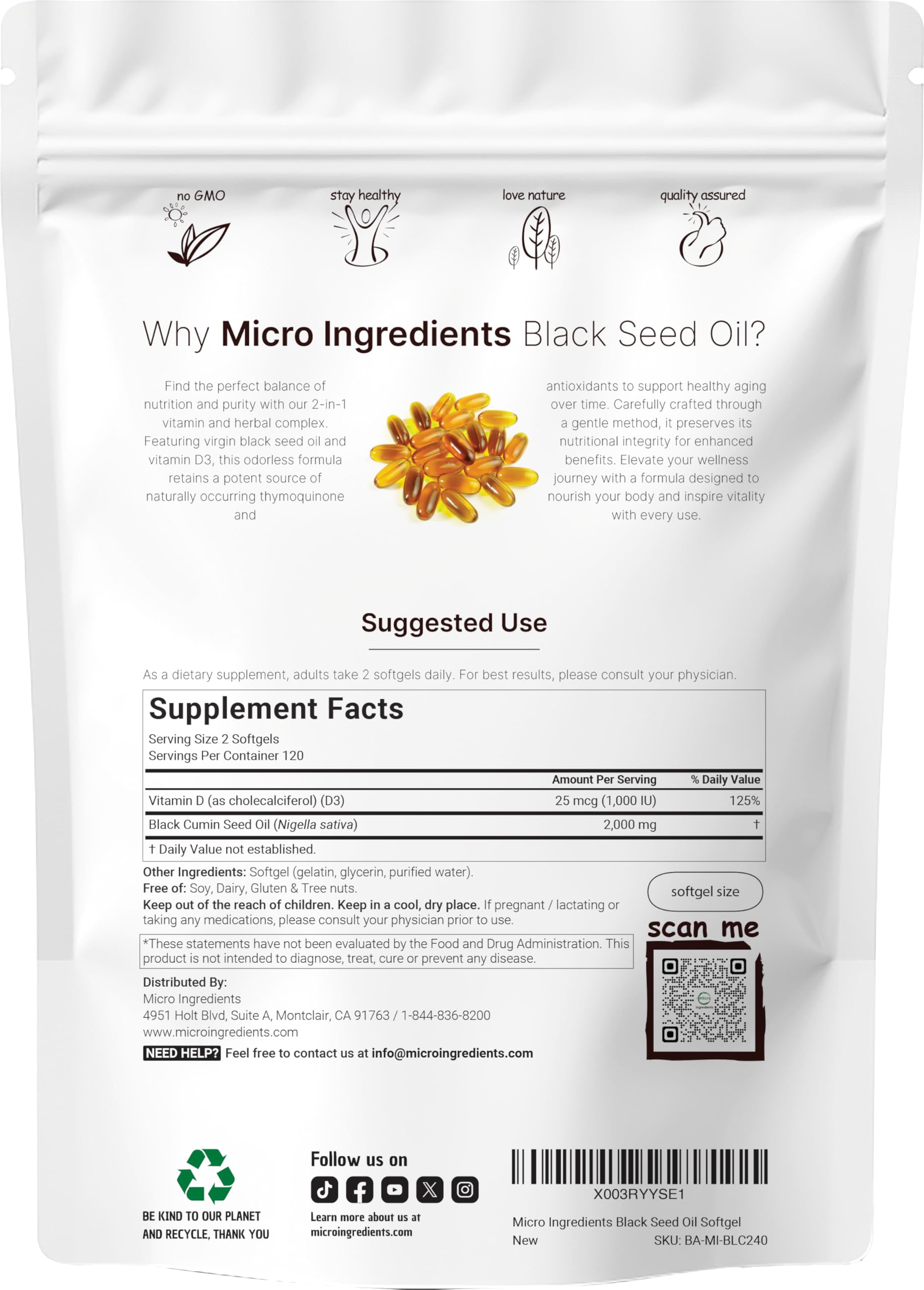 Pouring Micro Ingredients softgels shows easy daily dosing.