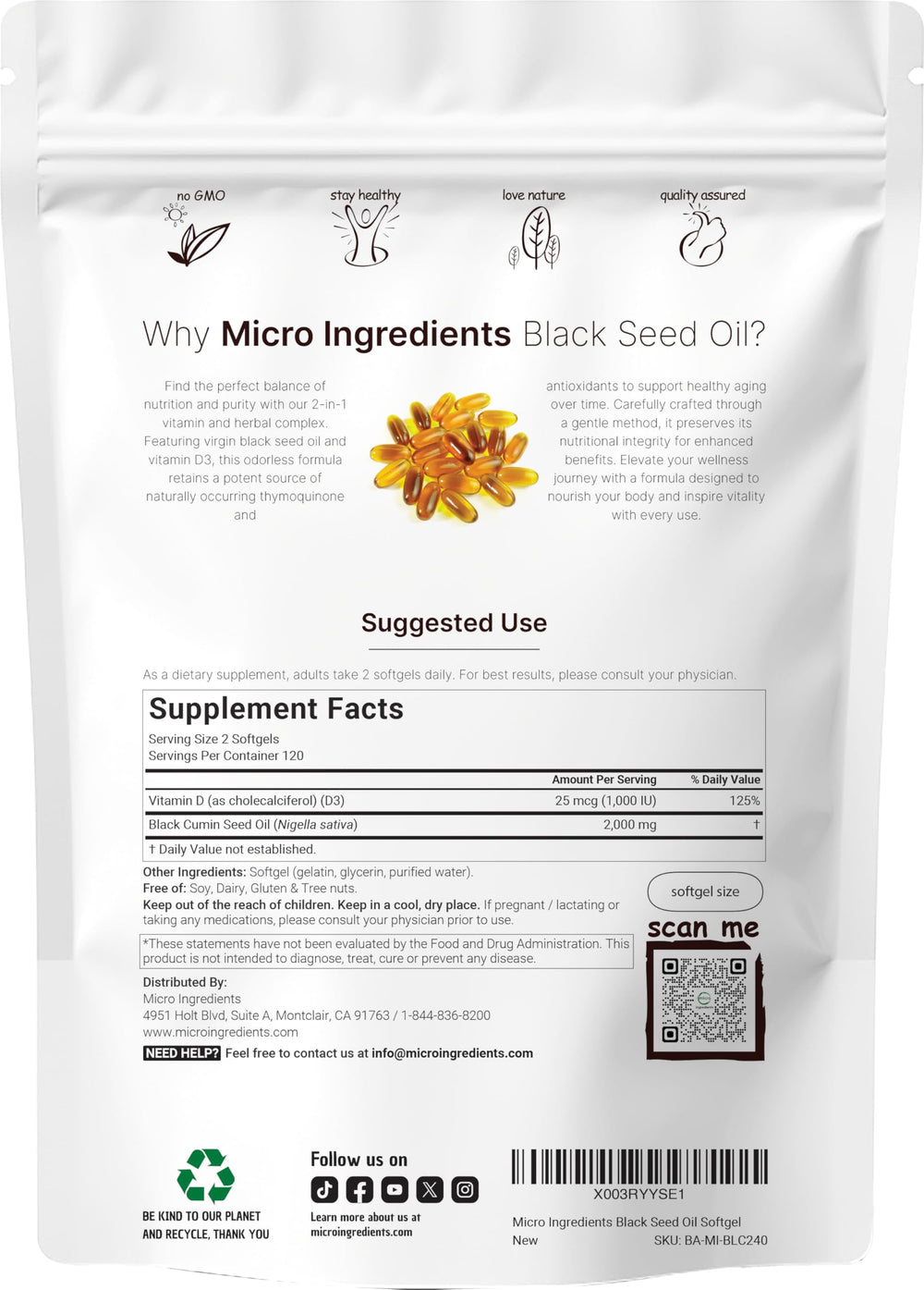 Pouring Micro Ingredients softgels shows easy daily dosing.