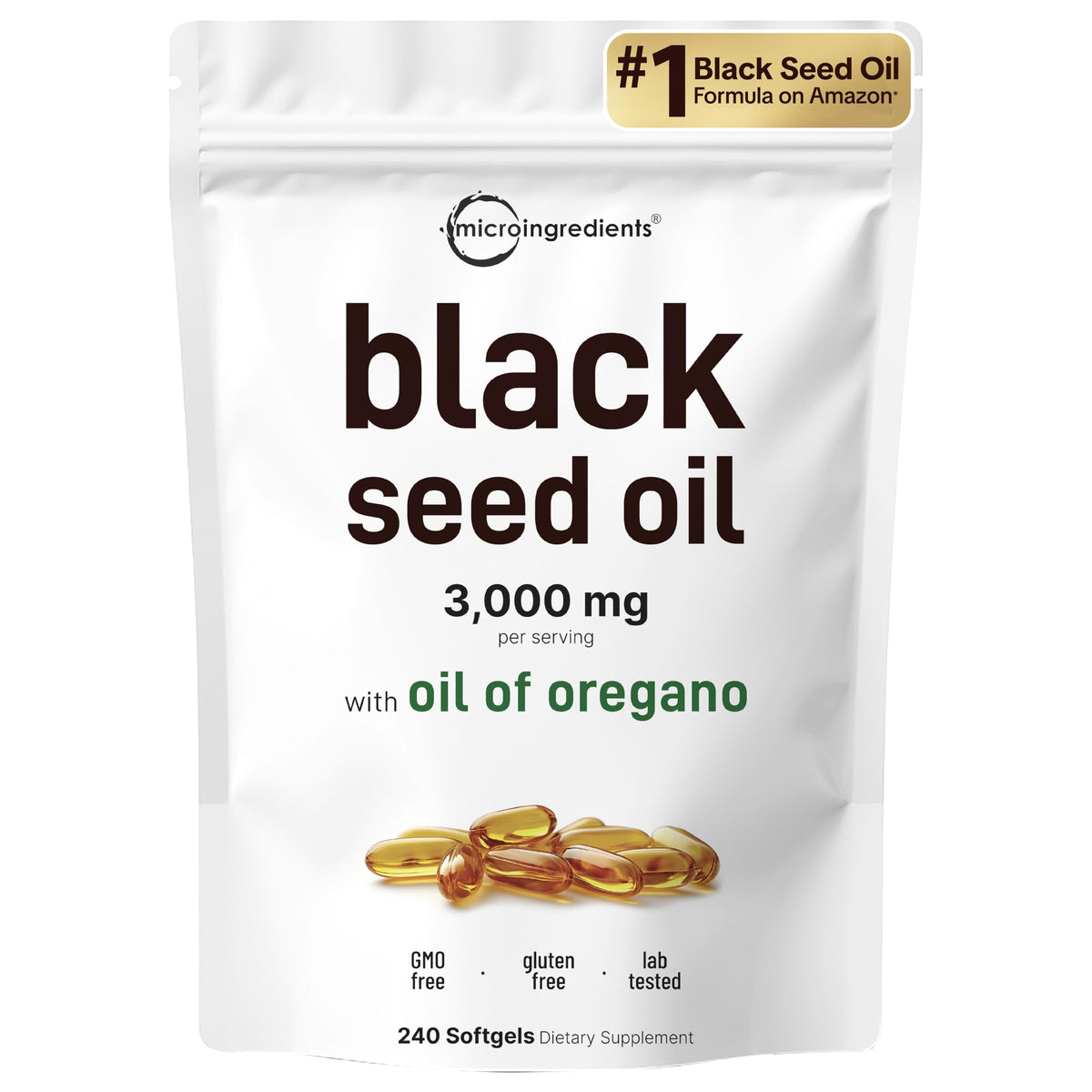 Micro Ingredients Black Seed Oil Softgels bottle for daily vitality and antioxidant support