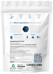 Micro Ingredients blue spirulina powder jar on the counter for vegan color.