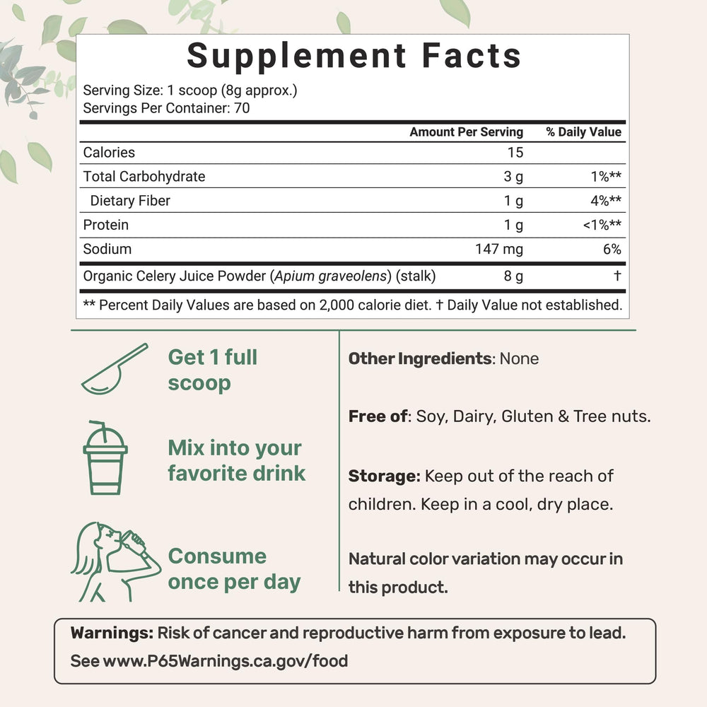 Micro Ingredients Celery Powder scoop included for precise daily portions in shakes