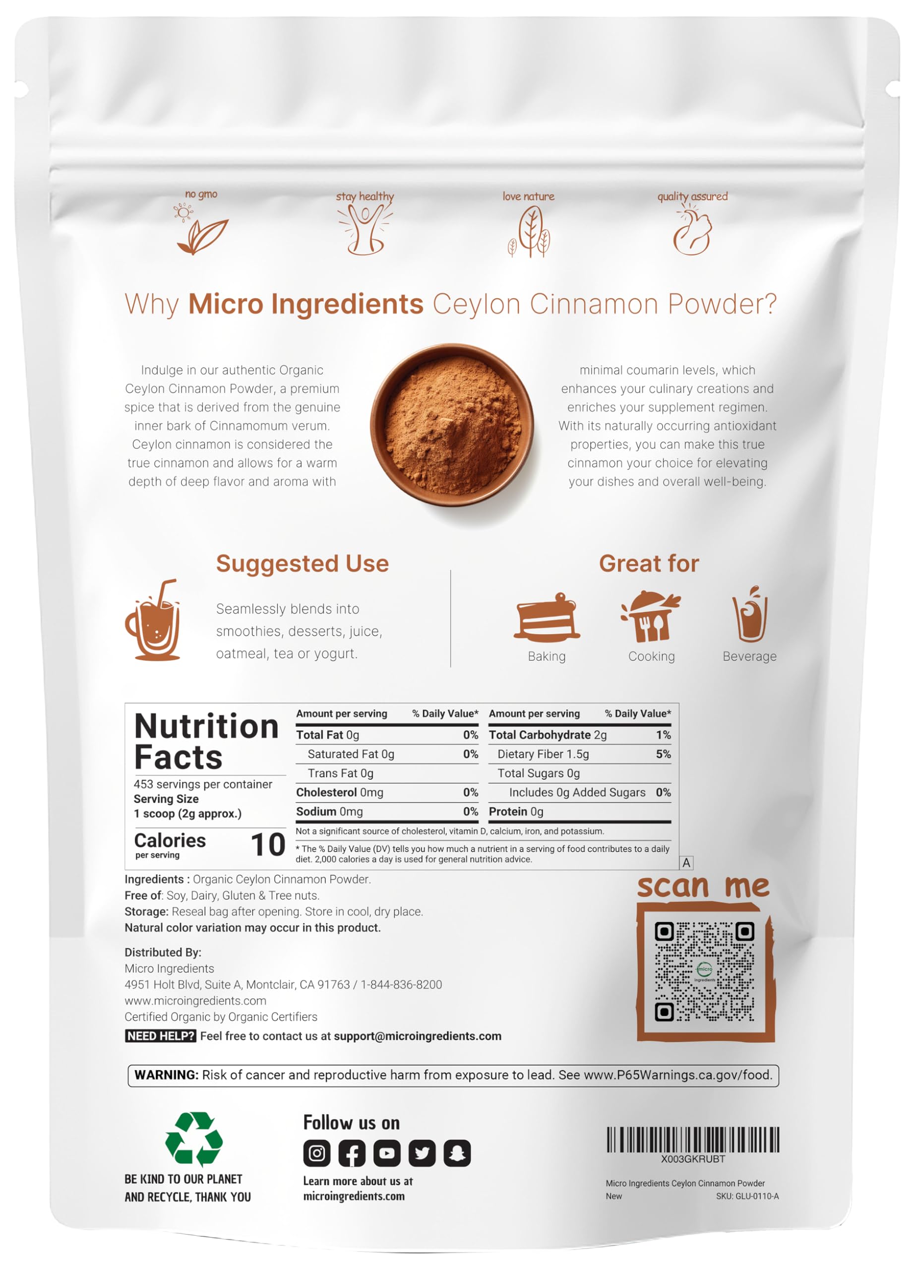 Micro Ingredients cinnamon powder bottle with spoon for tea and desserts
