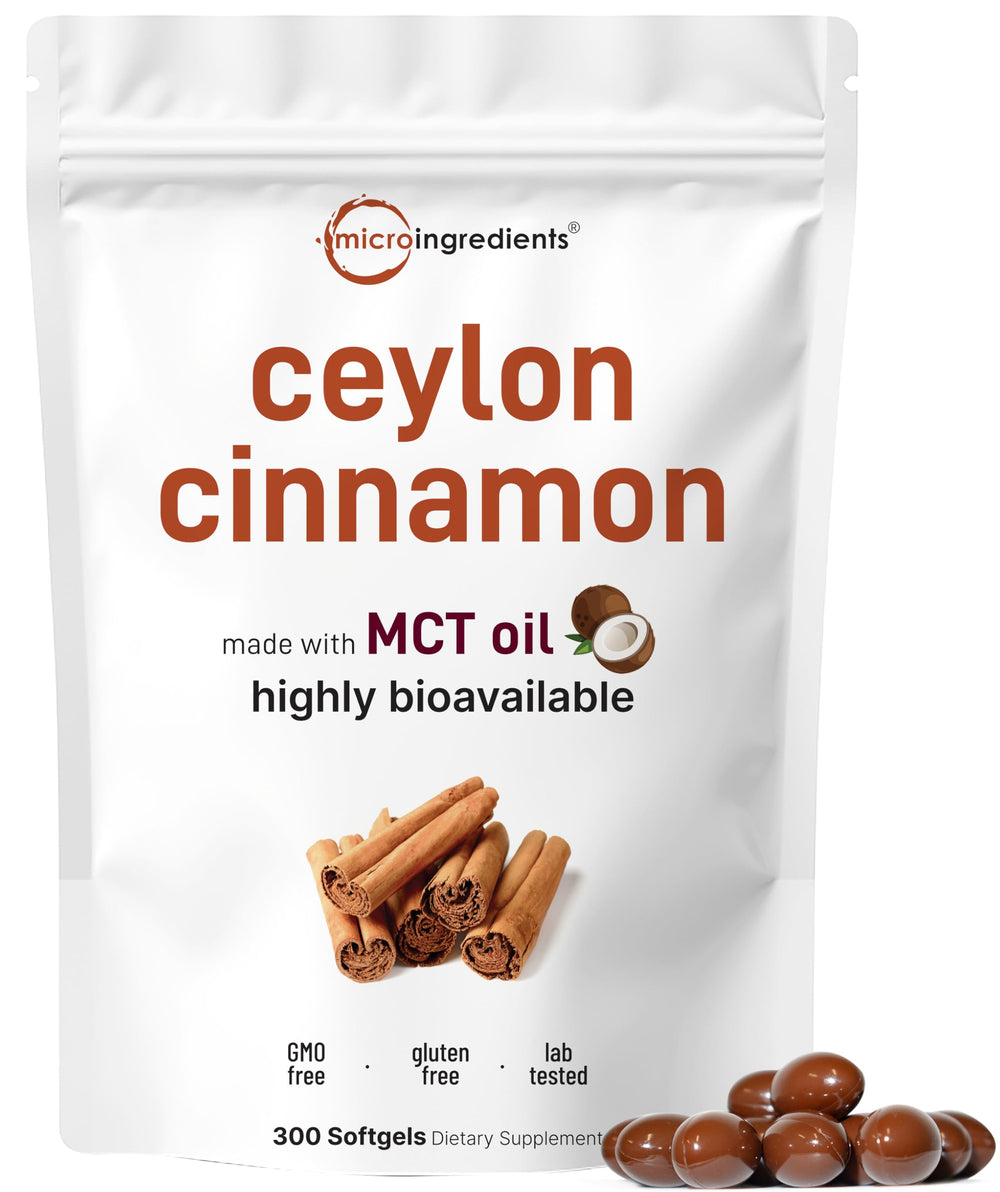 Micro Ingredients Ceylon Cinnamon softgels in bottle for daily antioxidant support.