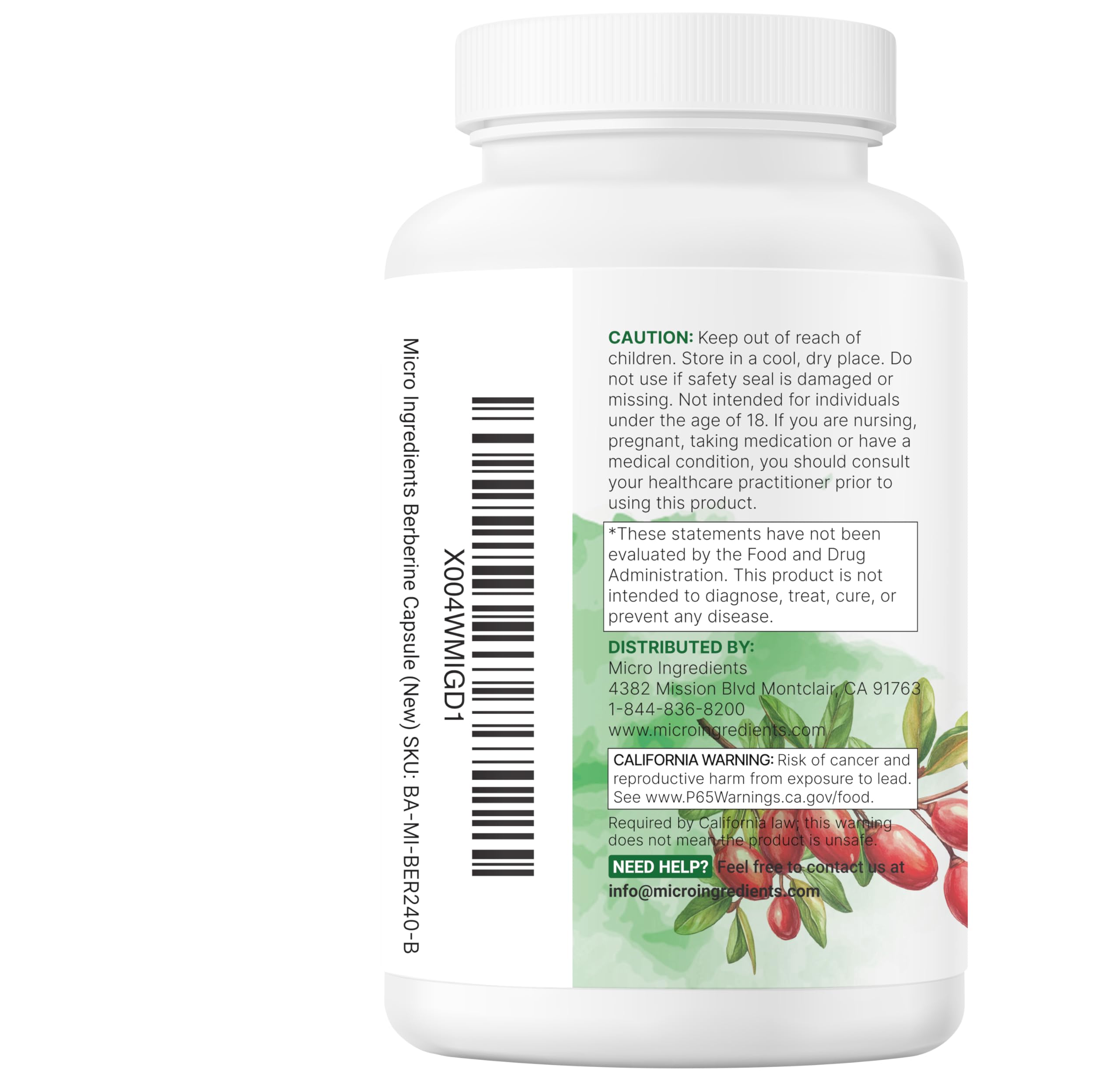 cGMP facility stamp on Micro Ingredients supplement box signals controlled production quality.