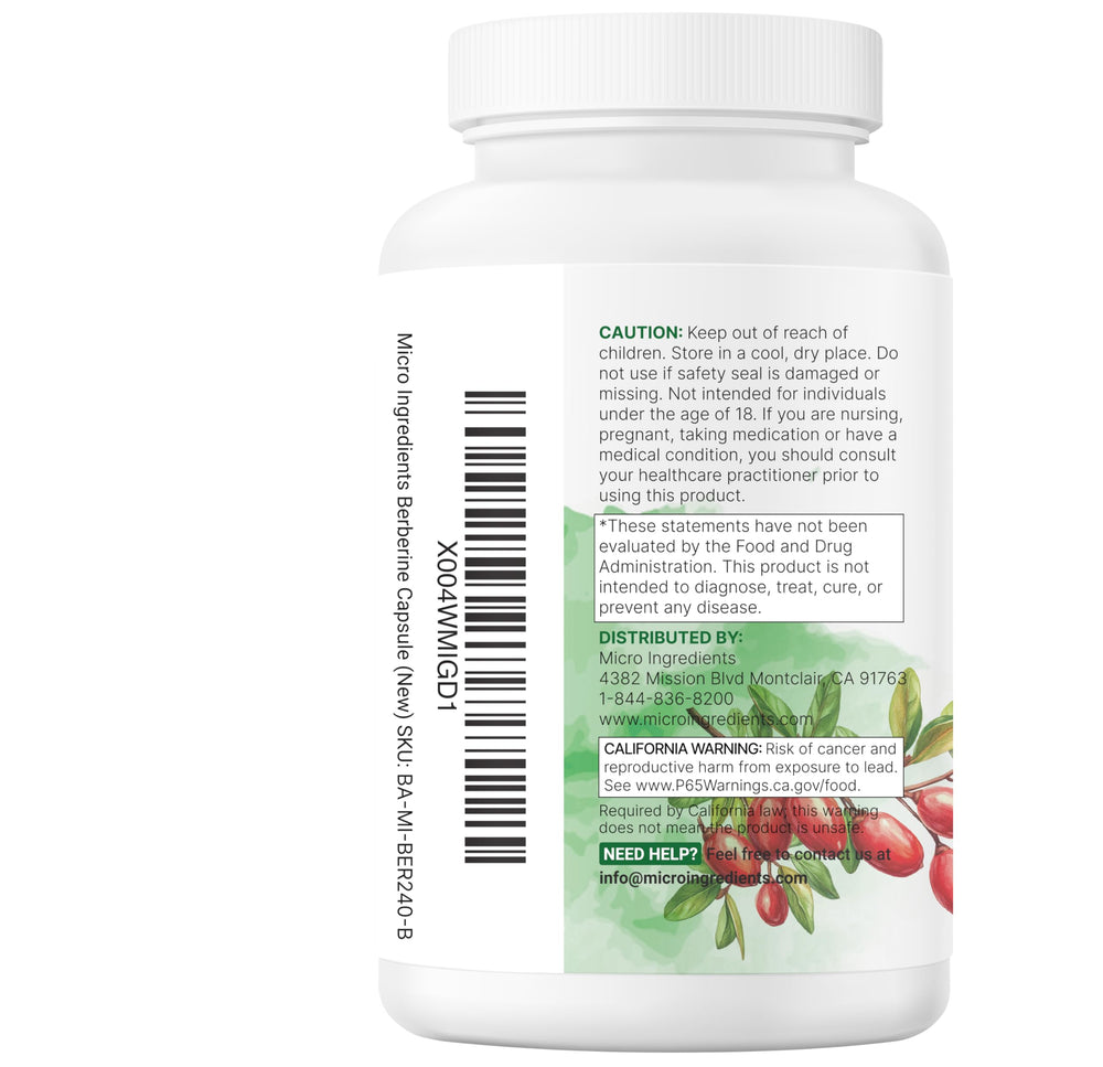 cGMP facility stamp on Micro Ingredients supplement box signals controlled production quality.