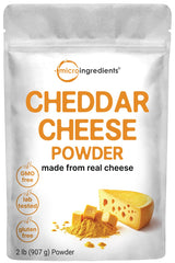 Micro Ingredients cheddar cheese powder bag showing bulk 2 lb supply for home cooks
