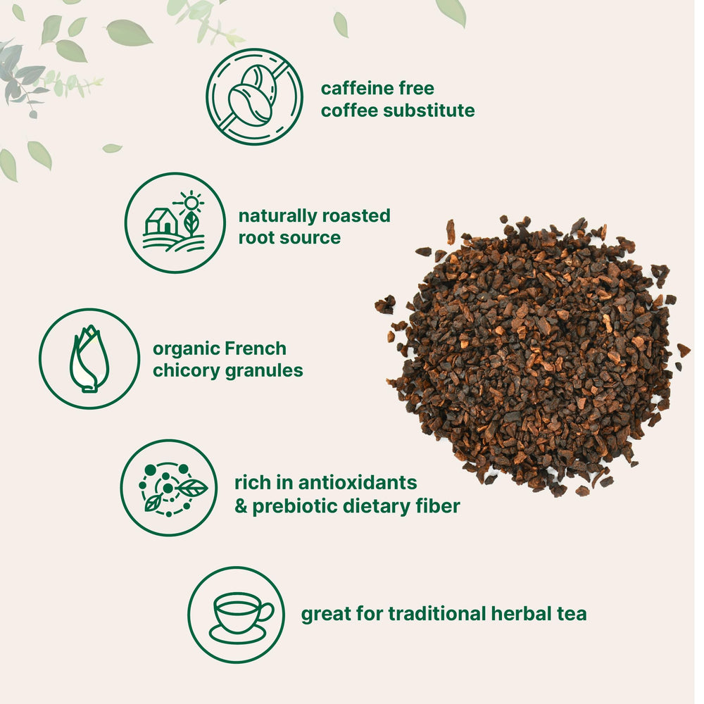 Micro Ingredients Chicory Granules in a cup, offering a rich, less acidic brew