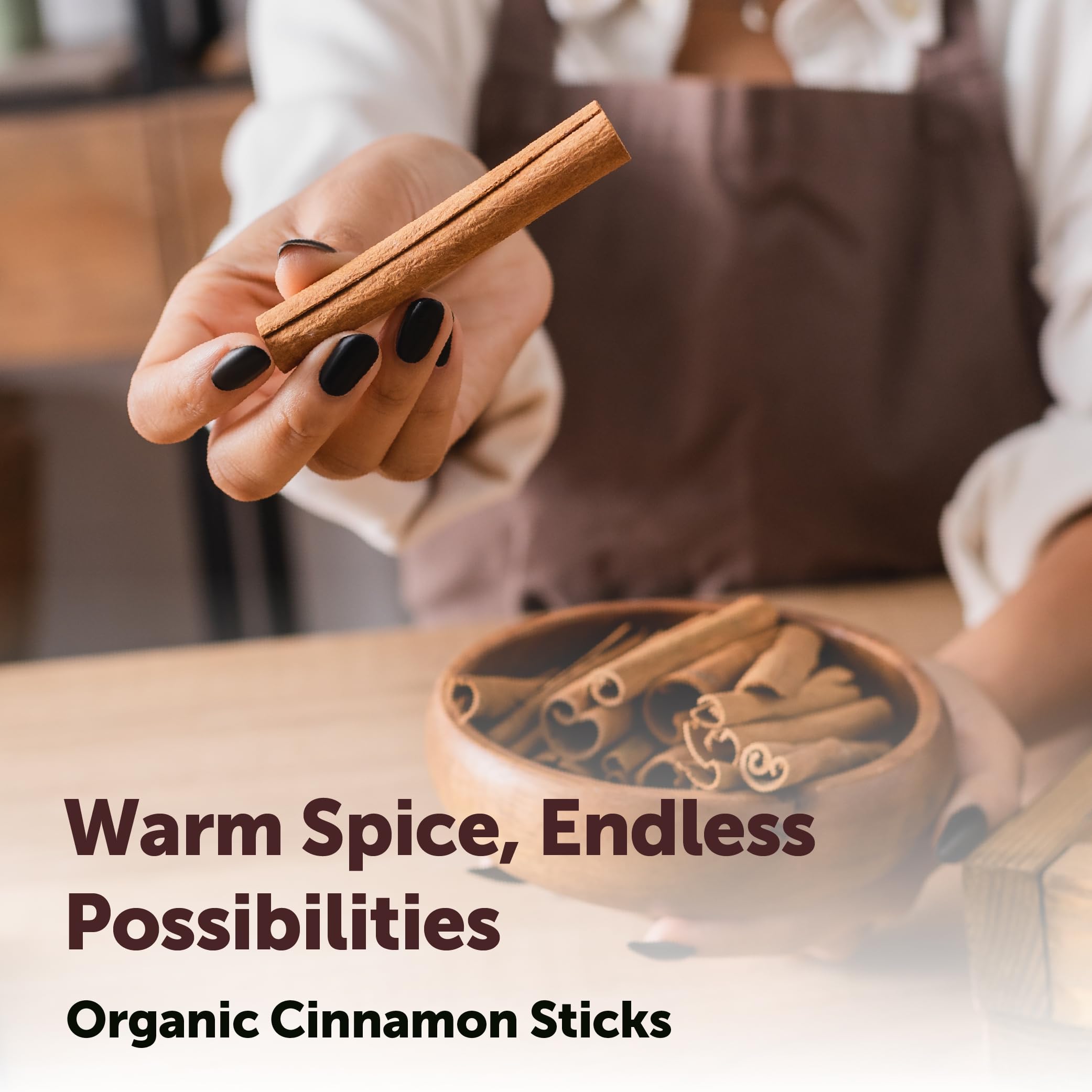 Vegan-friendly cinnamon sticks offer allergen-free flavor.