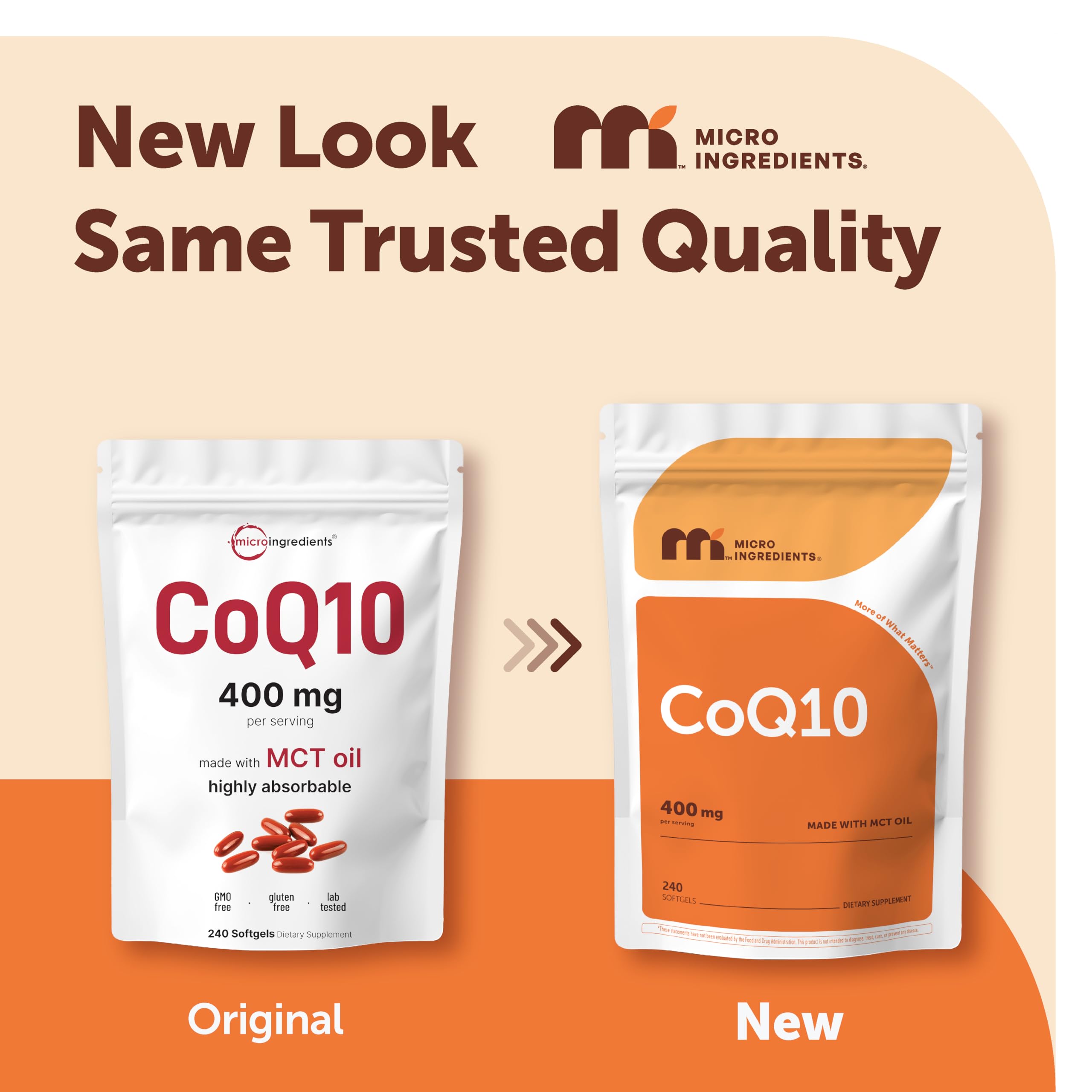 Micro Ingredients CoQ10 400 mg serving label shown