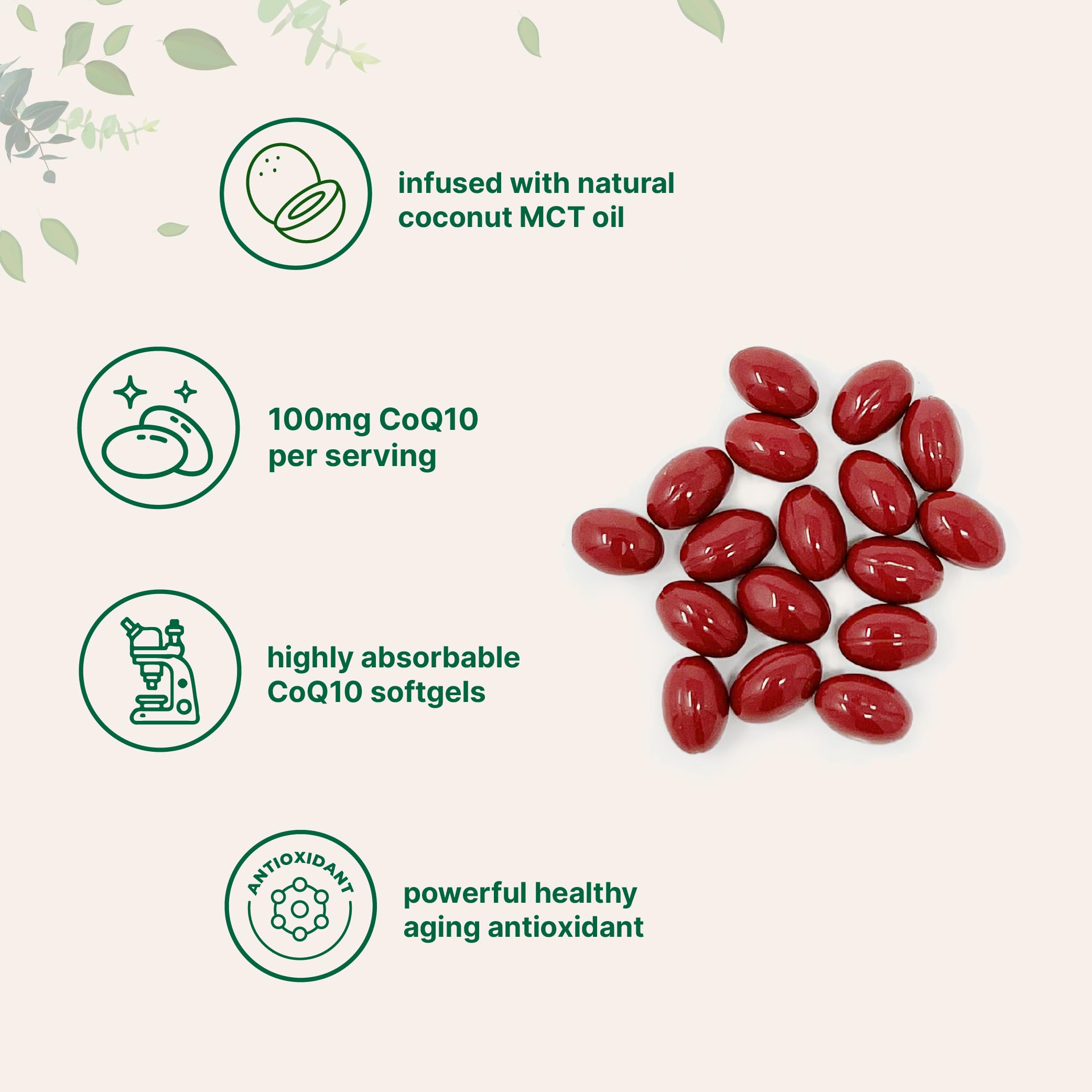 Micro Ingredients CoQ10 bottle featuring coconut MCT oil for better absorption.