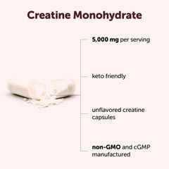 Micro Ingredients creatine monohydrate bottle label highlighting keto-friendly formula.