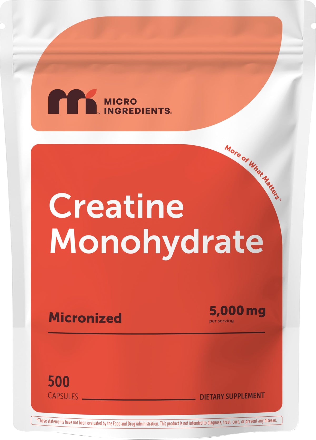 Micro Ingredients creatine monohydrate capsules bottle for daily supplementation.