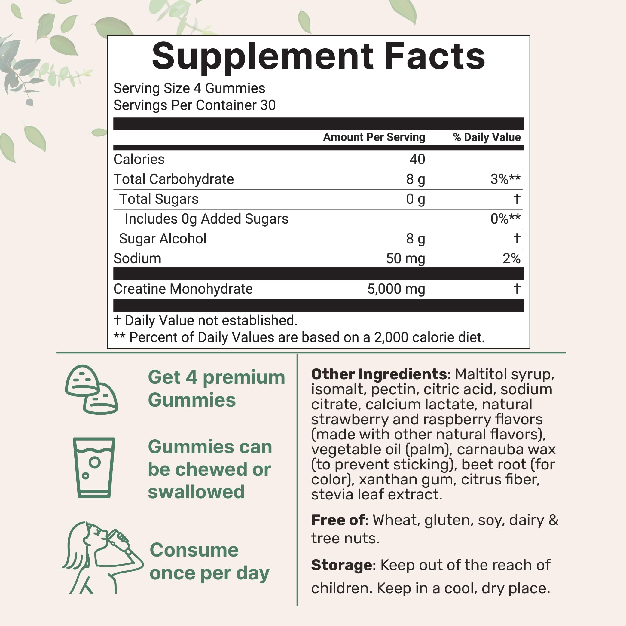 Micro Ingredients Creatine Monohydrate Gummies pour fresh serving for pre-workout fuel