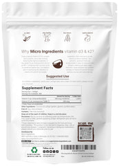 Micro Ingredients close-up of D3 and K2 softgels with glossy finish.
