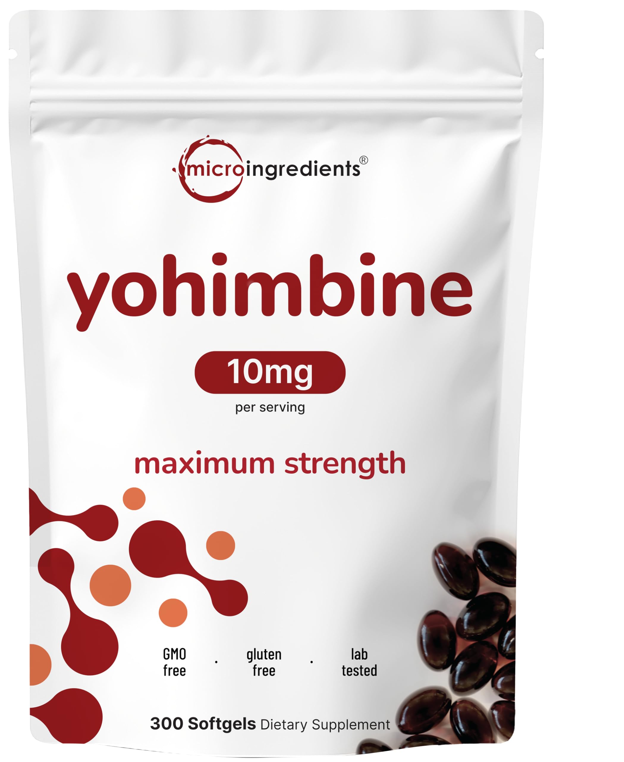 Micro Ingredients double-strength Yohimbine HCL softgels bottle front for energy support.