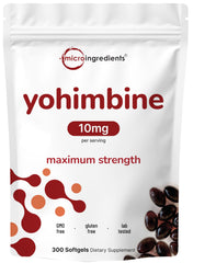 Micro Ingredients double-strength Yohimbine HCL softgels bottle front for energy support.