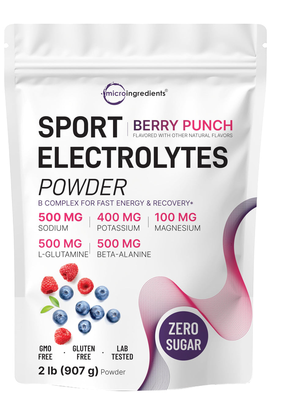 Micro Ingredients Electrolytes Powder Berry Punch bottle for sugar-free workout hydration.