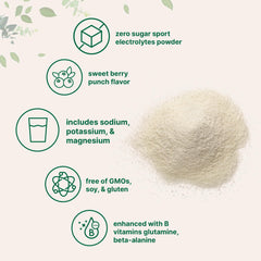 Micro Ingredients Electrolytes Powder Berry Punch pack shown with clean, gluten-free formula.