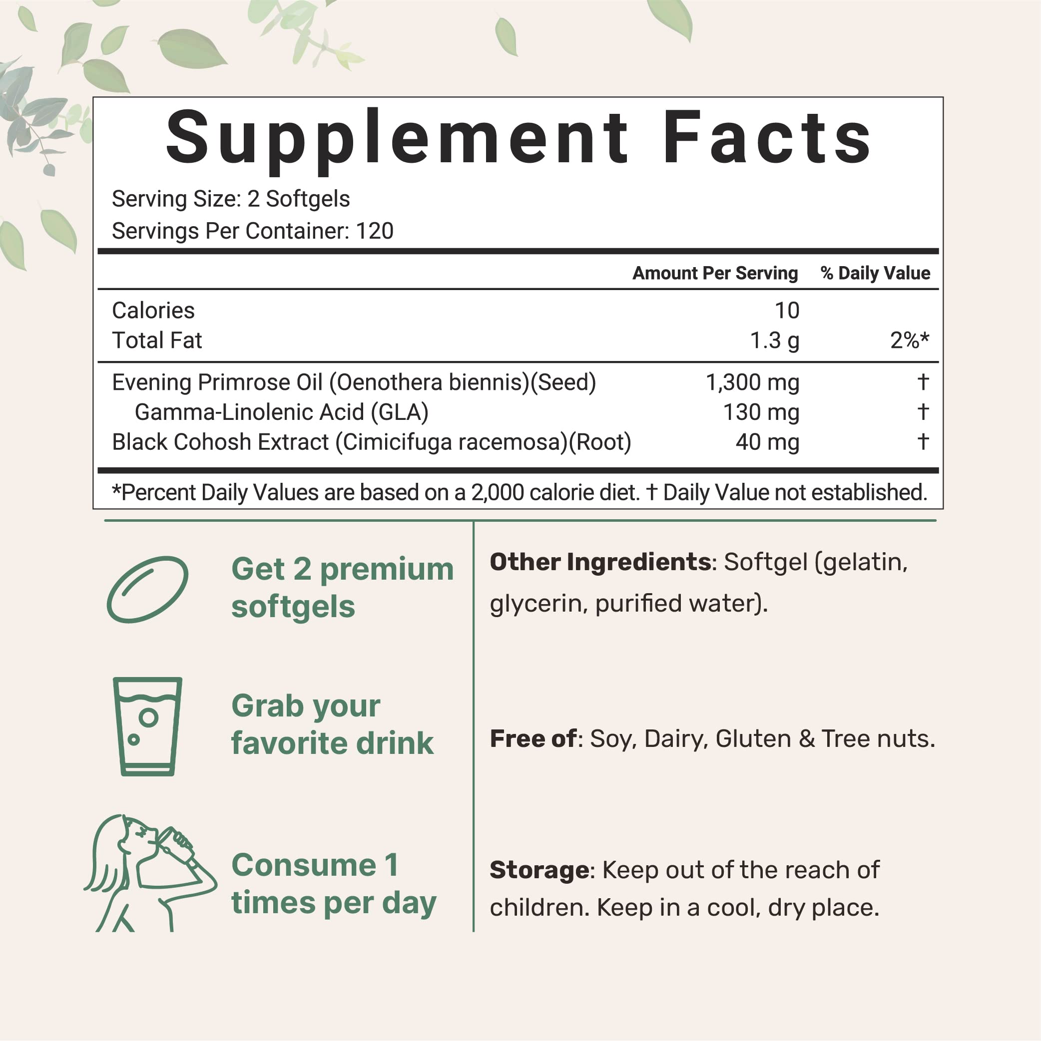 Micro Ingredients Evening Primrose Oil softgels are easy to swallow for daily skin and wellness support