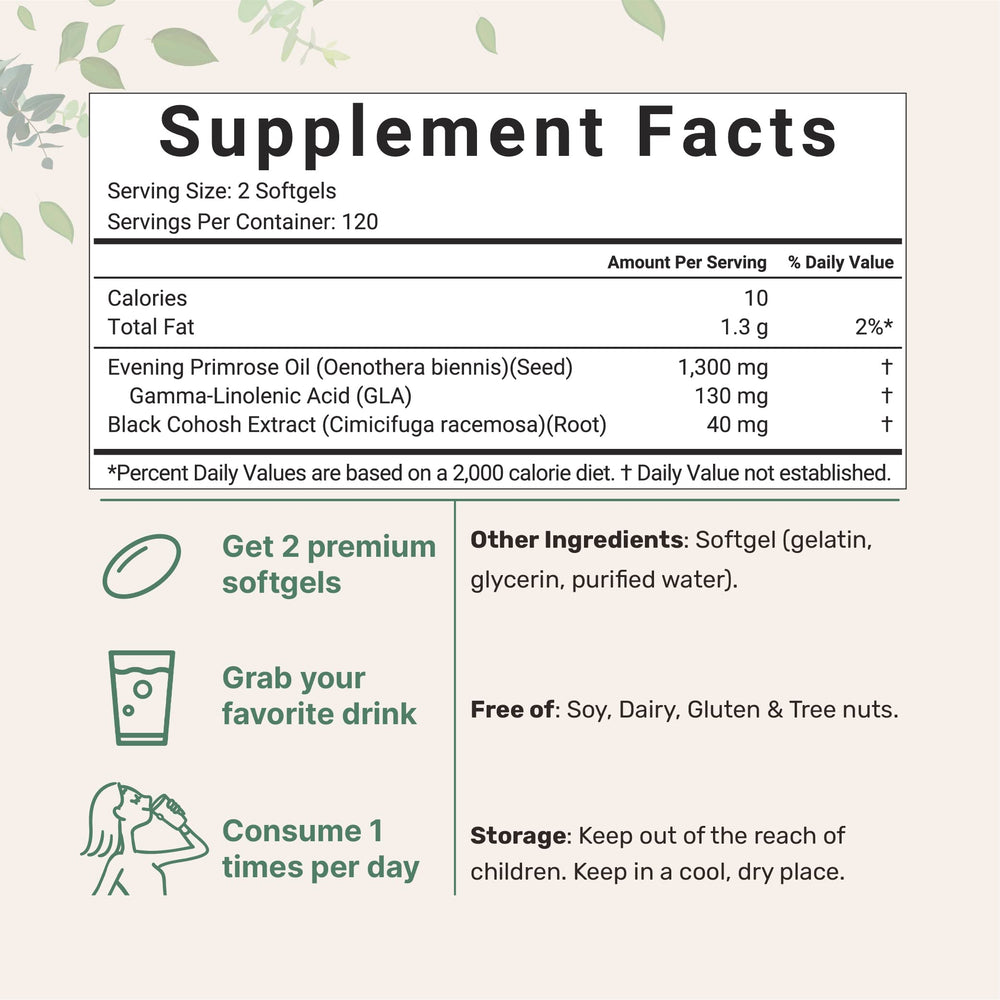Micro Ingredients Evening Primrose Oil softgels are easy to swallow for daily skin and wellness support