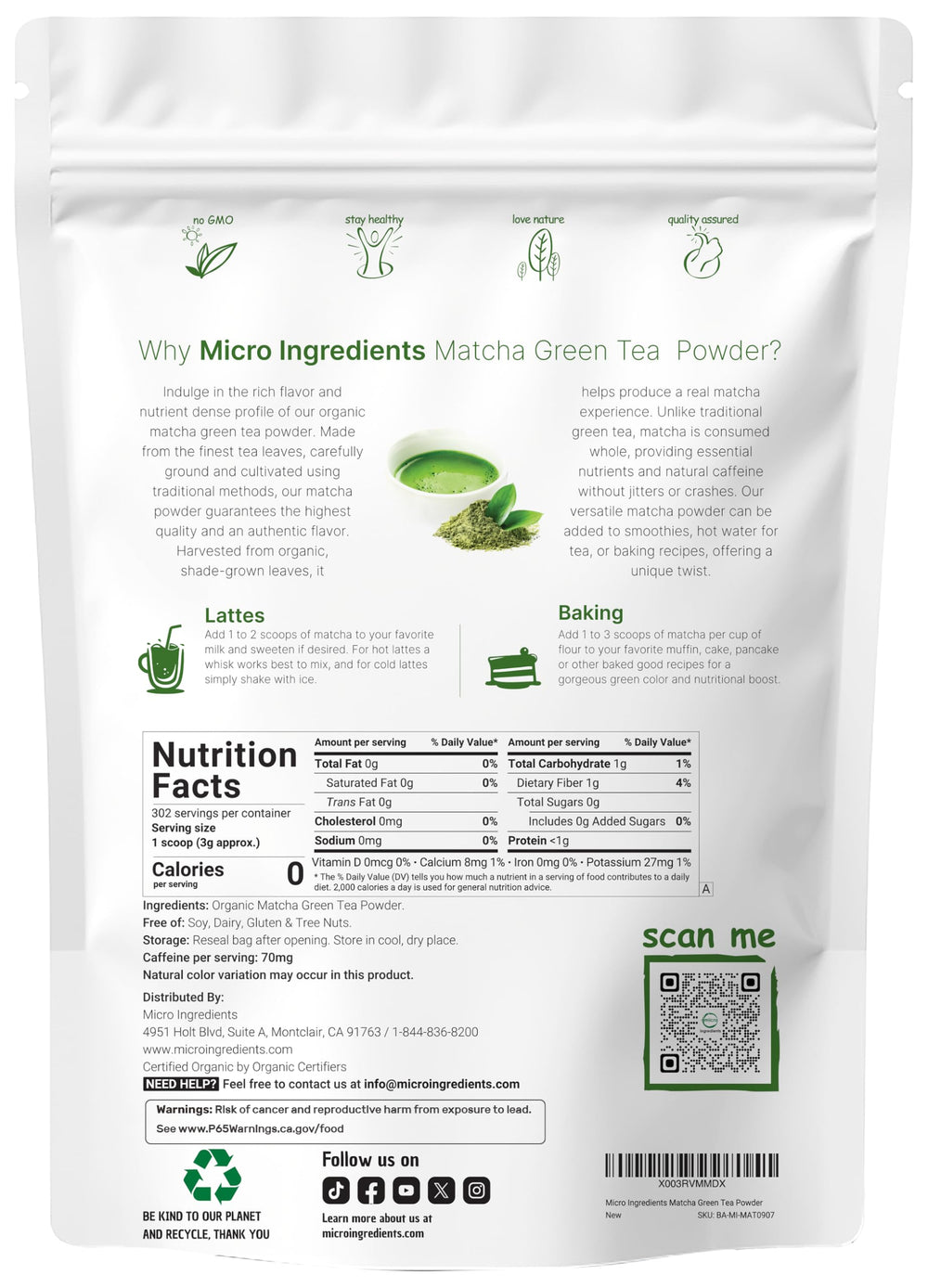 Micro Ingredients first harvest matcha leaves for authentic flavor and smooth mixing.
