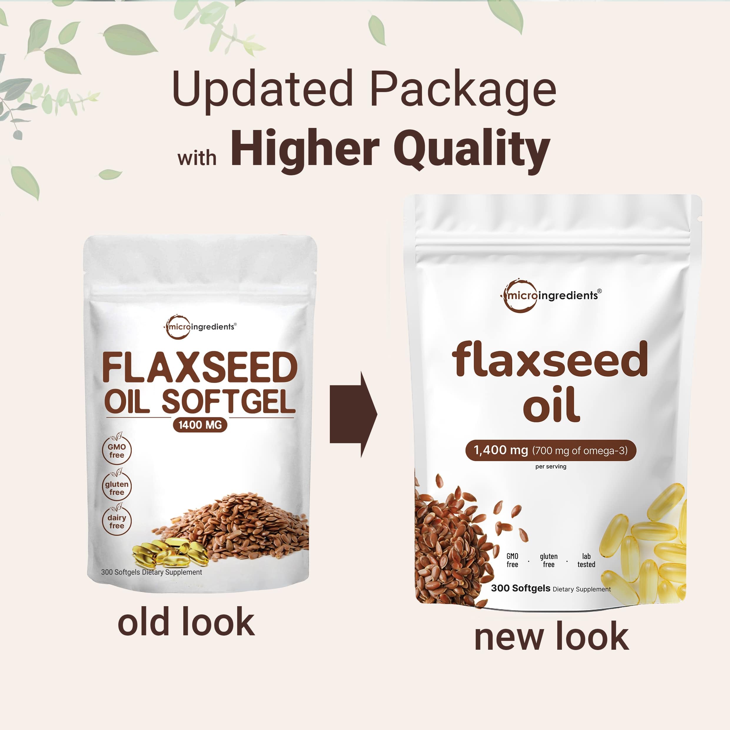 Close-up of Micro Ingredients Flaxseed Oil label highlighting cold-pressed purity