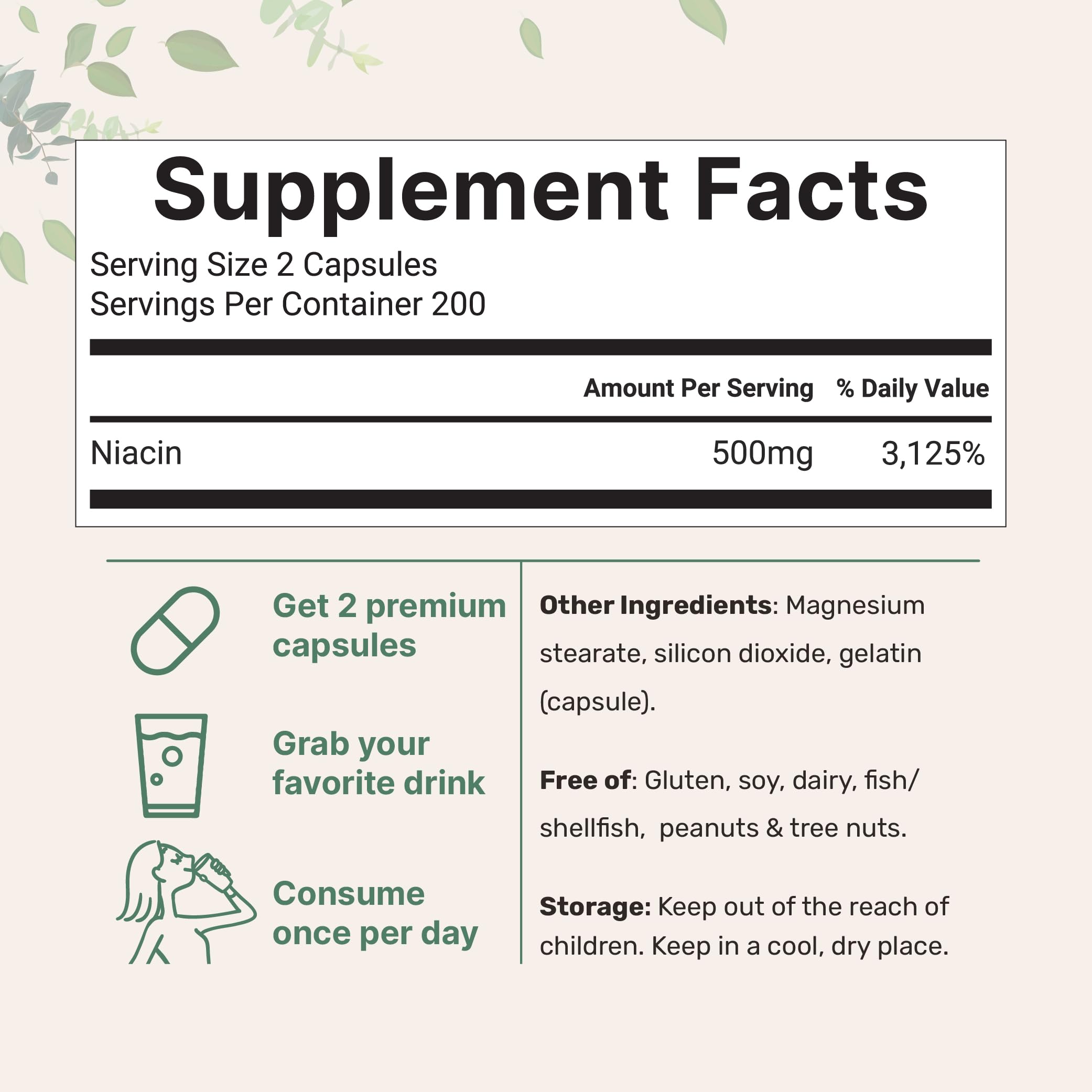 Micro Ingredients flush-free Niacin capsules close-up, convenient daily intake.