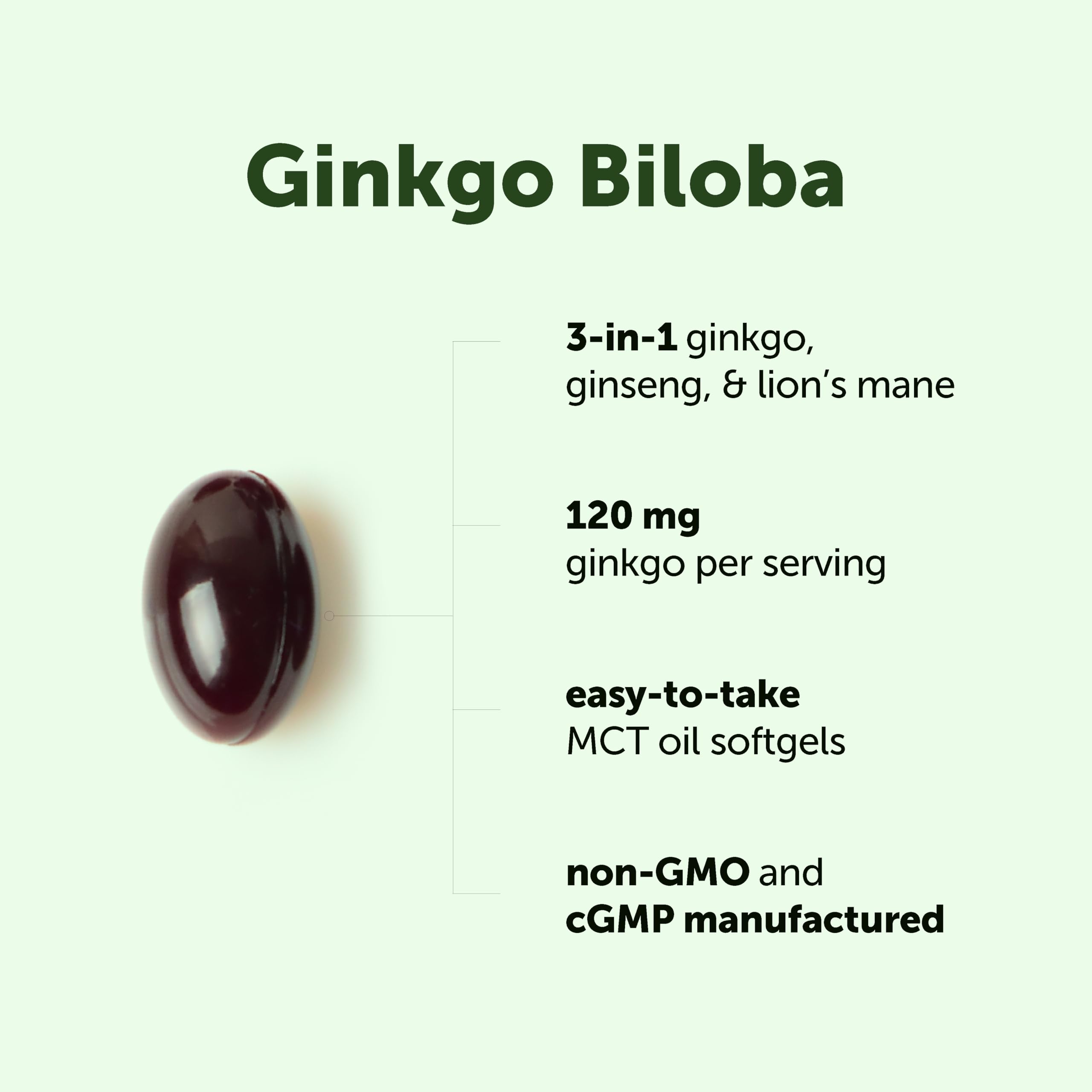 Micro Ingredients Ginkgo Biloba softgels with MCT oil for smooth daily ingestion.