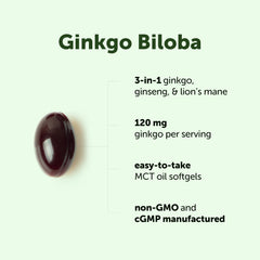 Micro Ingredients Ginkgo Biloba softgels with MCT oil for smooth daily ingestion.