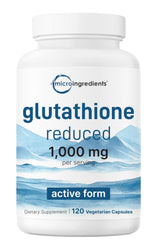 Micro Ingredients Glutathione bottle front view showing 1000mg strength for daily antioxidant support