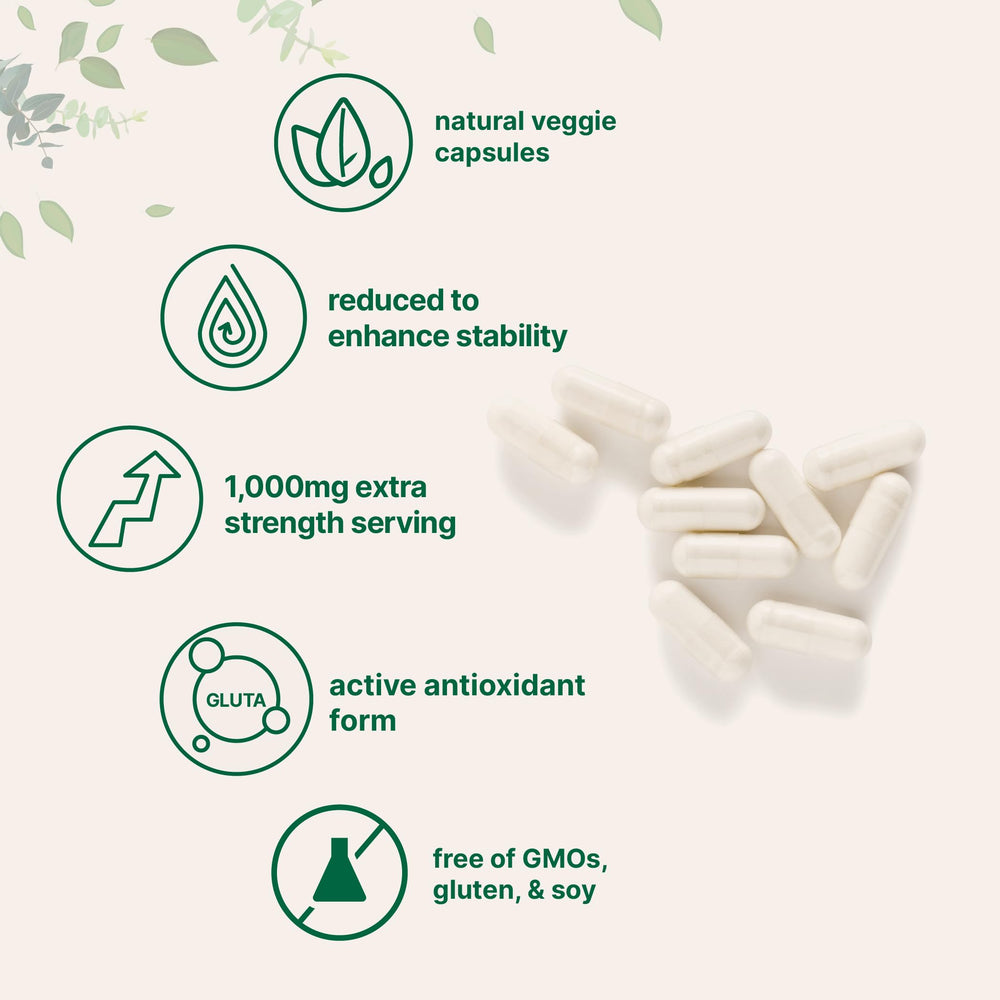 Micro Ingredients Glutathione label close-up indicating non-GMO and vegan formulation
