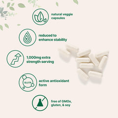 Micro Ingredients Glutathione label close-up indicating non-GMO and vegan formulation