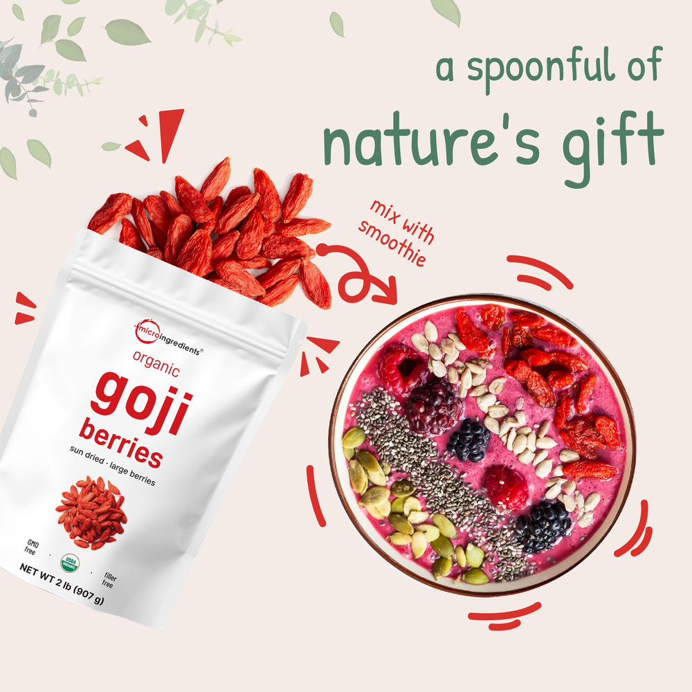 Micro Ingredients goji berries for tea infusions and snack bowls.