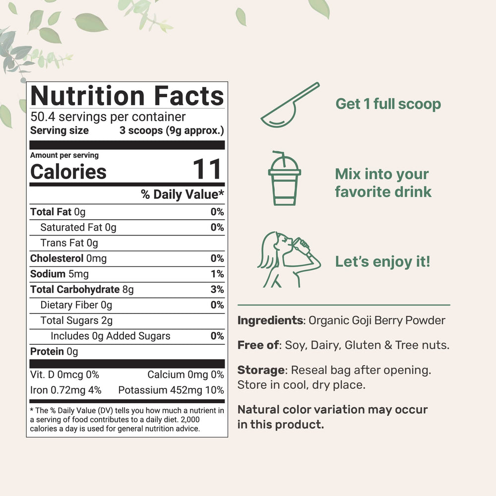 Micro Ingredients Goji Powder scoop for precise servings.