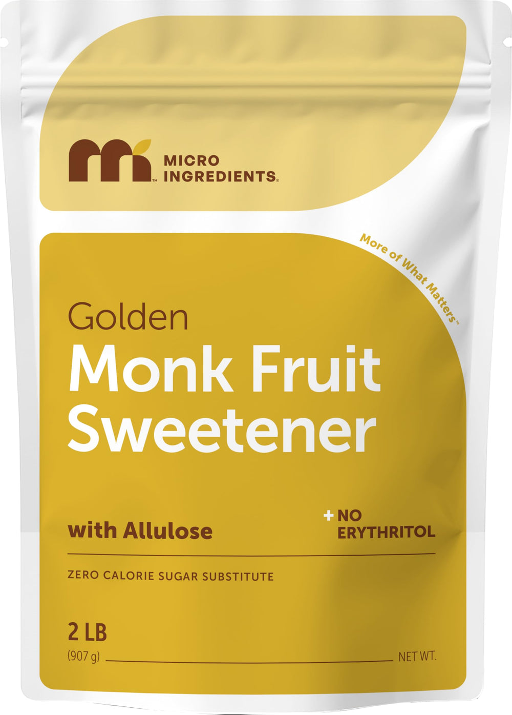 Micro Ingredients Golden Monk Fruit Sweetener 2lb pouch for brown sugar substitution.