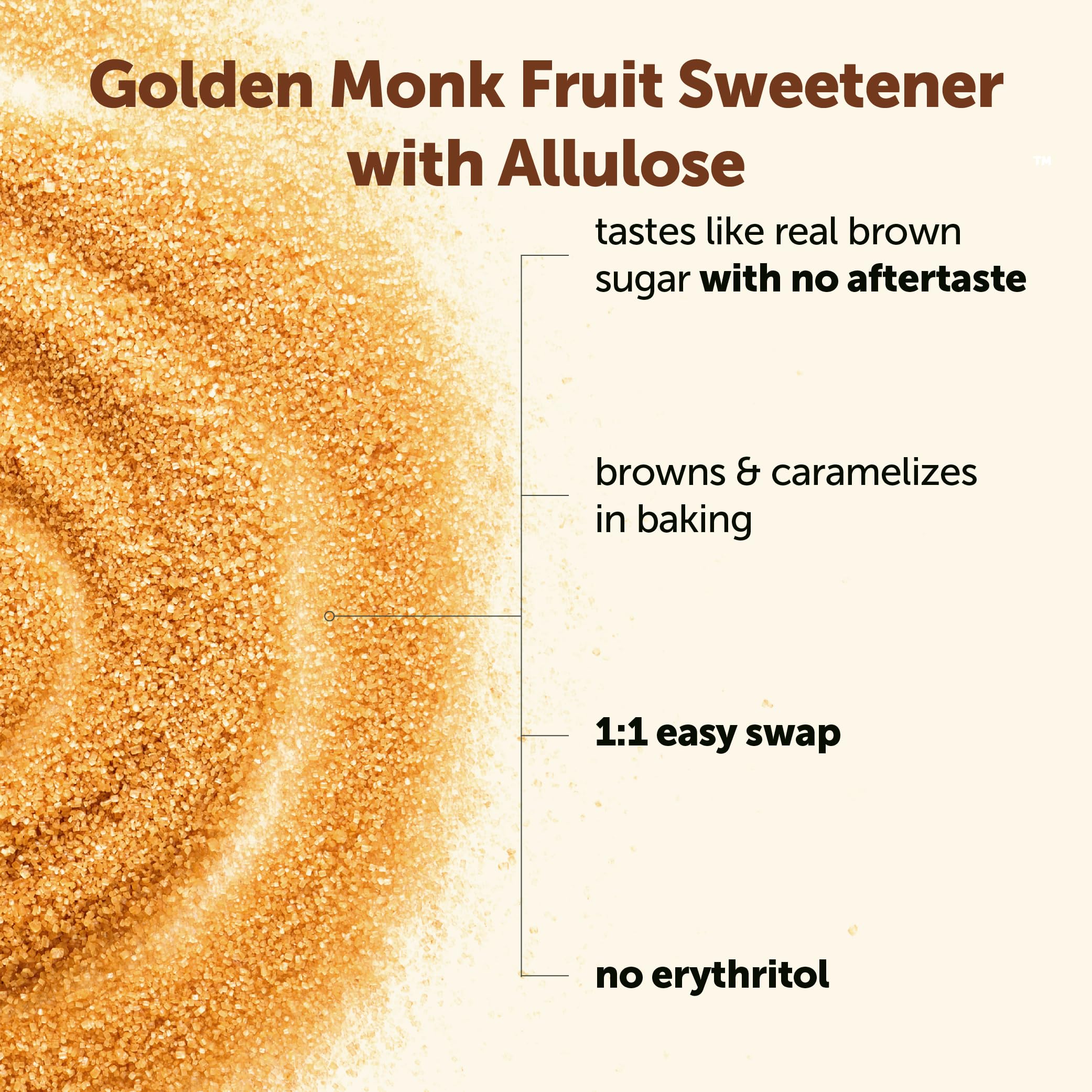 Micro Ingredients Golden Monk Fruit Sweetener in a bowl for baking and browning.
