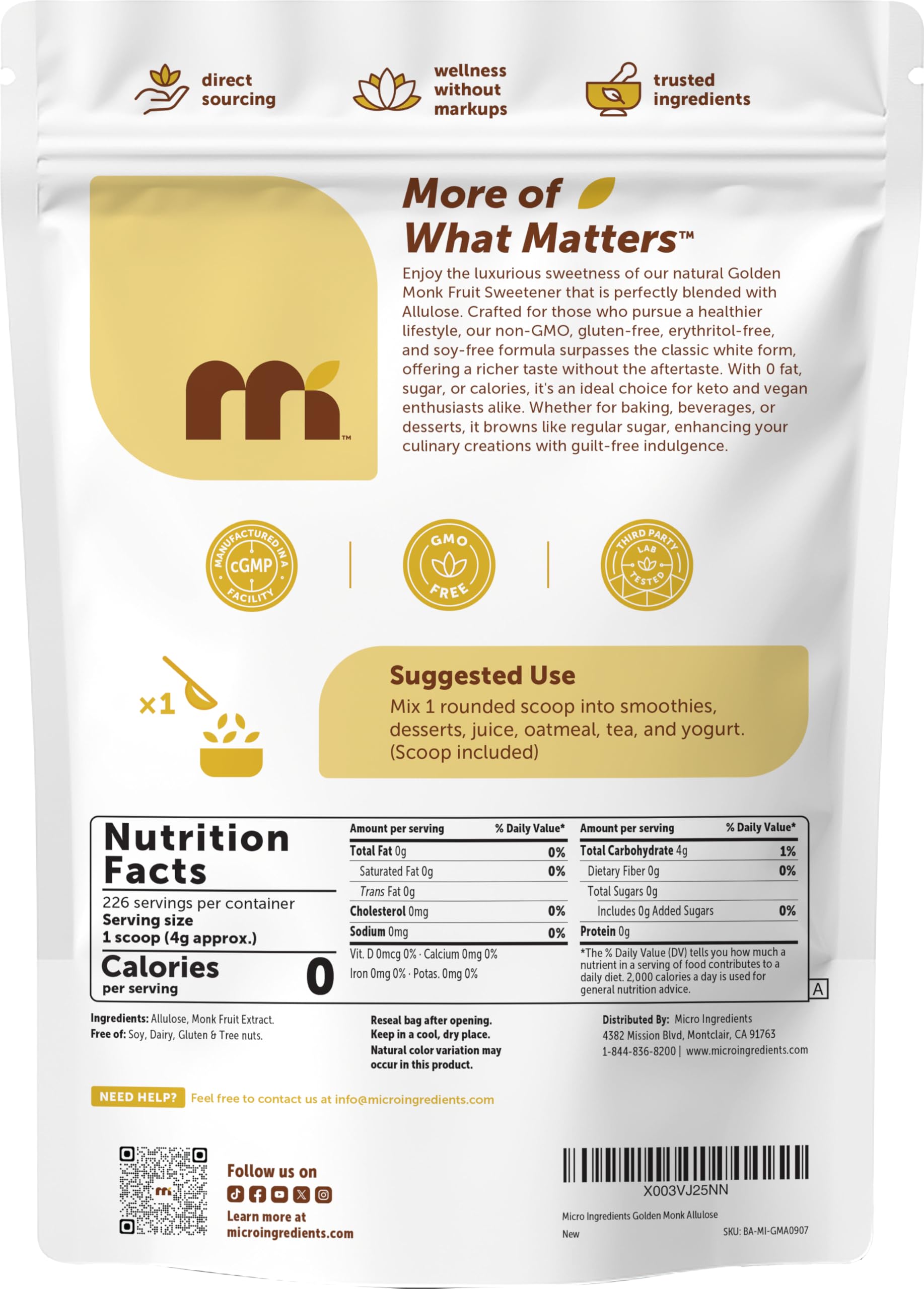 Micro Ingredients Golden Monk Fruit Sweetener gives caramel-like browning in desserts.