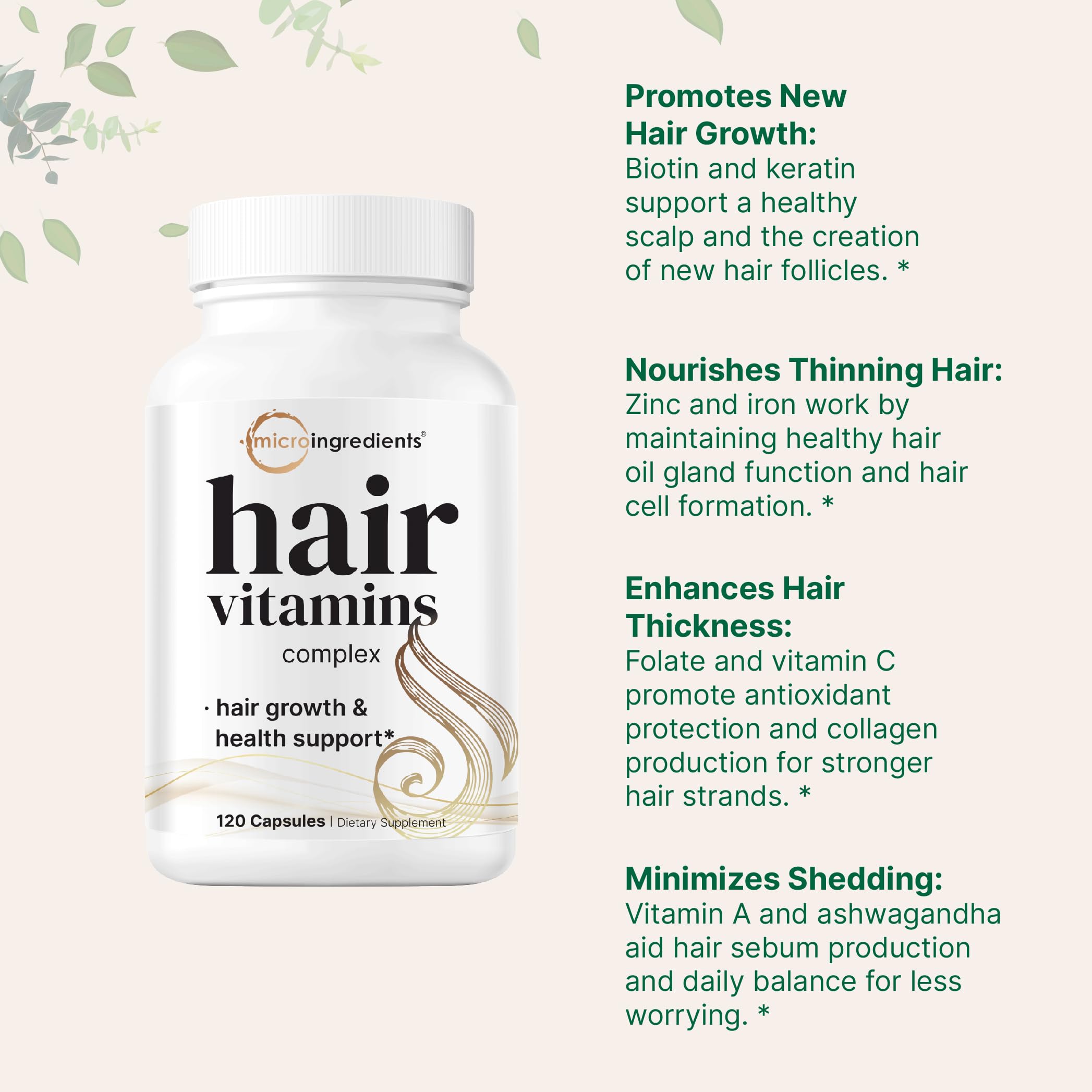 Packaging display of Micro Ingredients Hair Growth Vitamins
