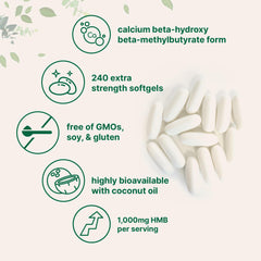 HMB 1000mg pouch showing 240 softgels for consistent training support at home