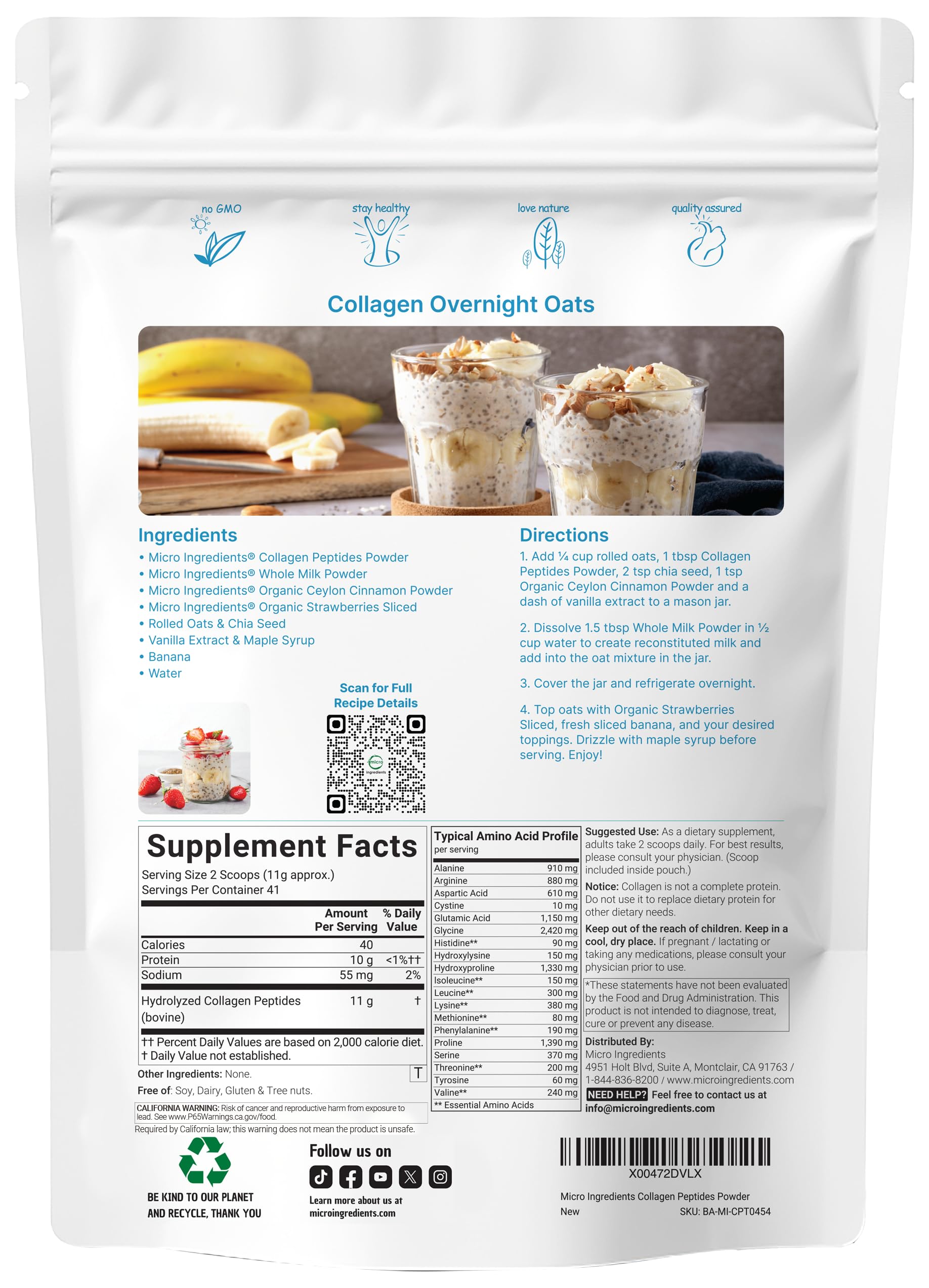 Micro Ingredients hydrolyzed collagen powder dissolves easily in drinks.